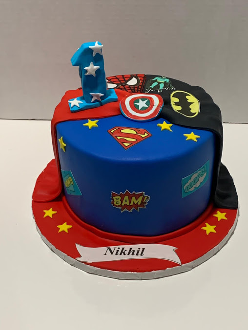 super hero cake banner for kids