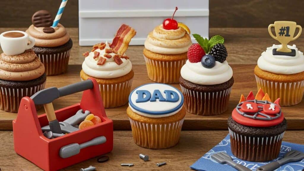 Five unique cupcakes ideas, ideal for Father's Day treats and celebrations.